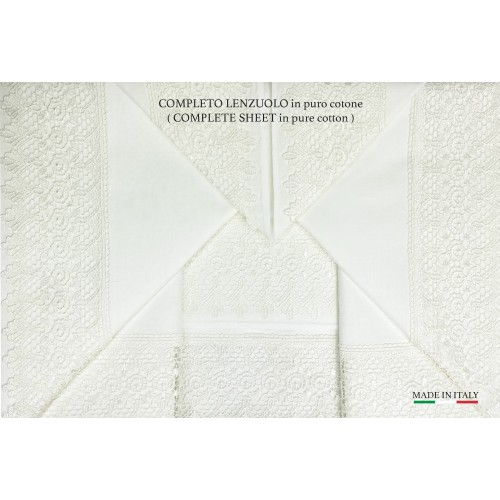 SUSY TOP CASE fini avec Pizzo Macramè DOUBLE drap et BEDSPREAD idea BRIDE