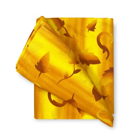 tissu imprimé à feuilles jaunes sur fond dégradé