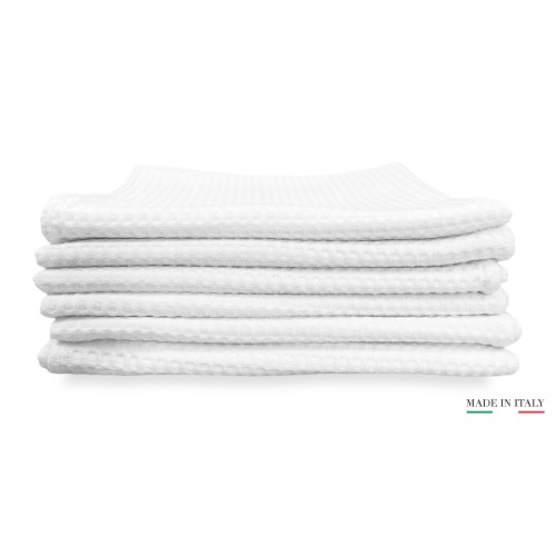 SET 6 towels GUEST Cotton SOLID COLOR white HONEYCOMB HOTEL SUPPLY cm.40X60
