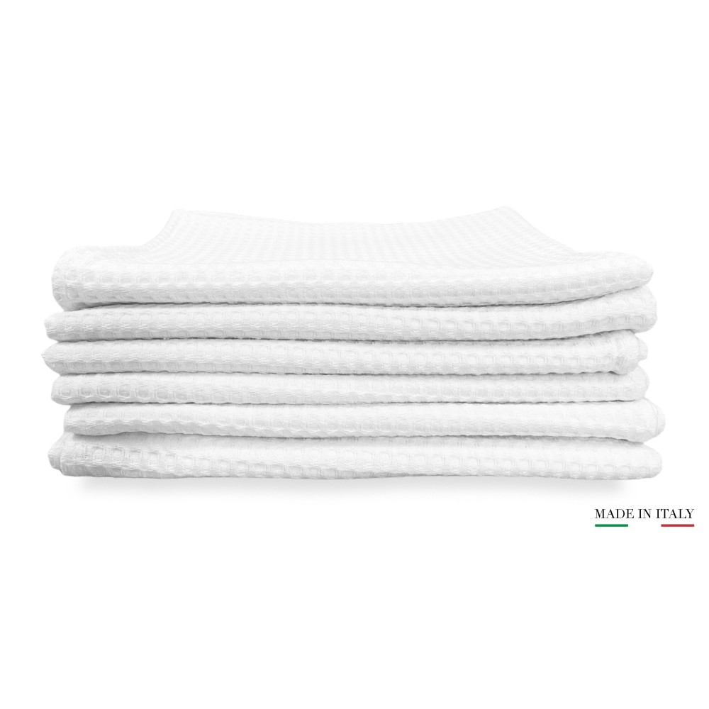 SET 6 asciugamani SALVIETTA Cotone TINTA UNITA bianco NIDO D'APE FORNITURA  ALBERGHIERA 60X100