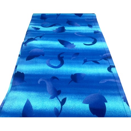 tissu de coton imprimé avec des feuilles sur bleu