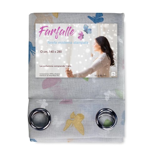 TENDA moderna FARFALLE Grigio cm. 140X280 confezionata