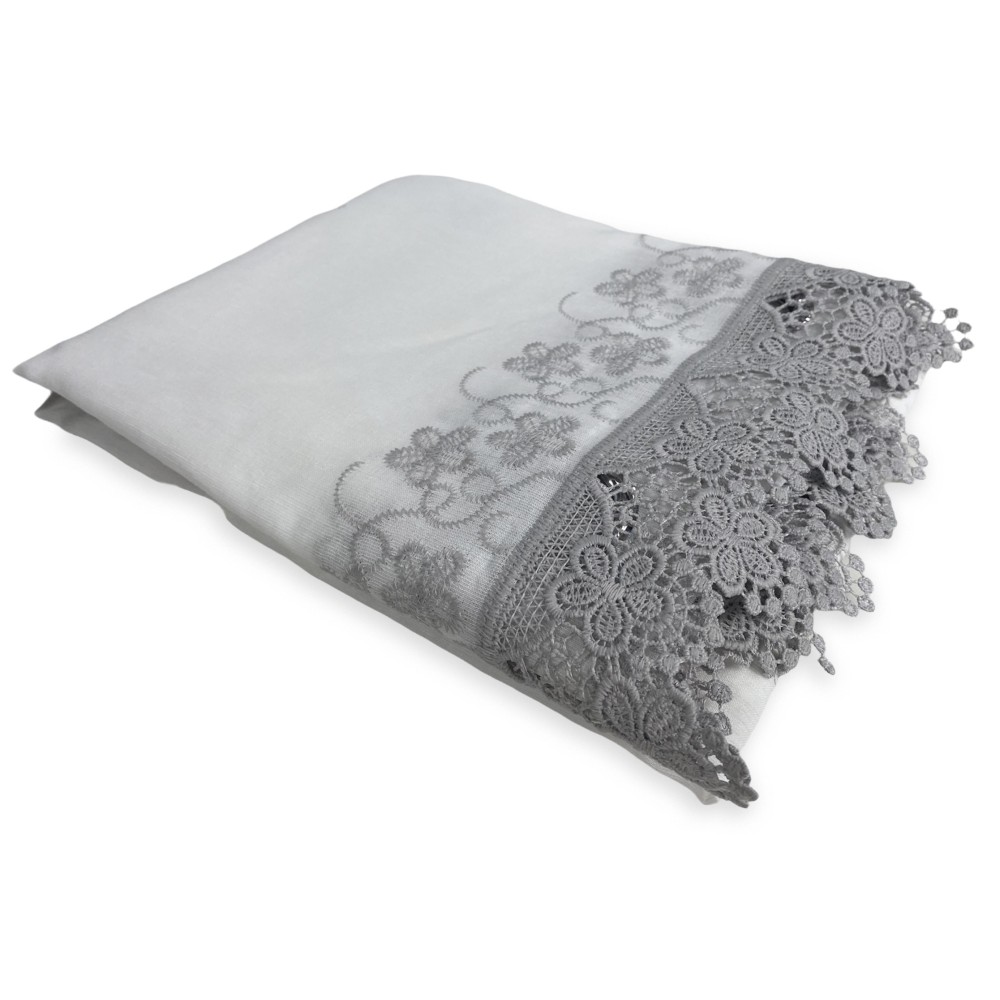 TENTE DENTELLE MACRAMÈ FIORE gris CM.140X280 emballé