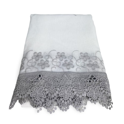GREY MACRAMÉ FLOWER LACE marquee curtain CM.140X280