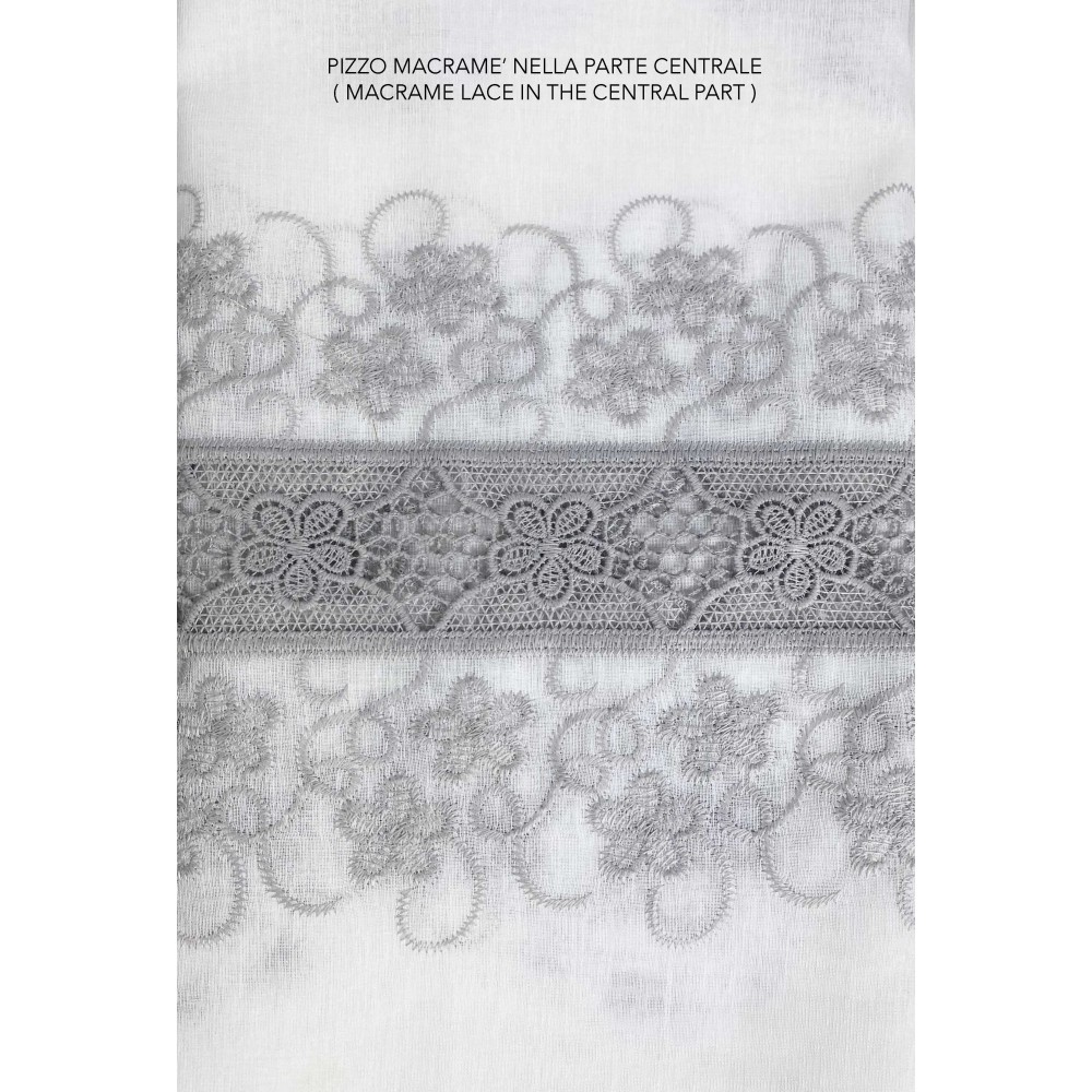 GREY MACRAMÉ FLOWER LACE marquee curtain CM.140X280