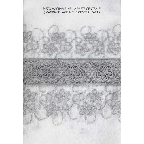 TENDA tendone PIZZO MACRAMÈ FIORE grigio CM.140X280 confezionata