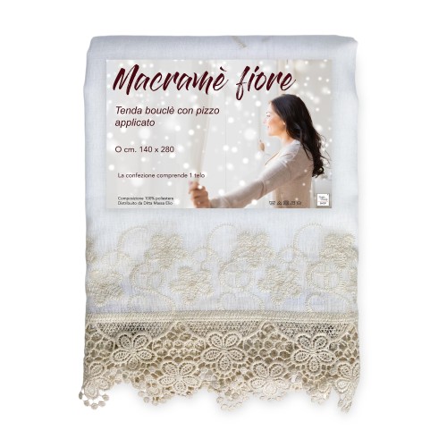 MARQUEE CURTAIN MACRAMÉ FLOWER LACE beige CM.140X280