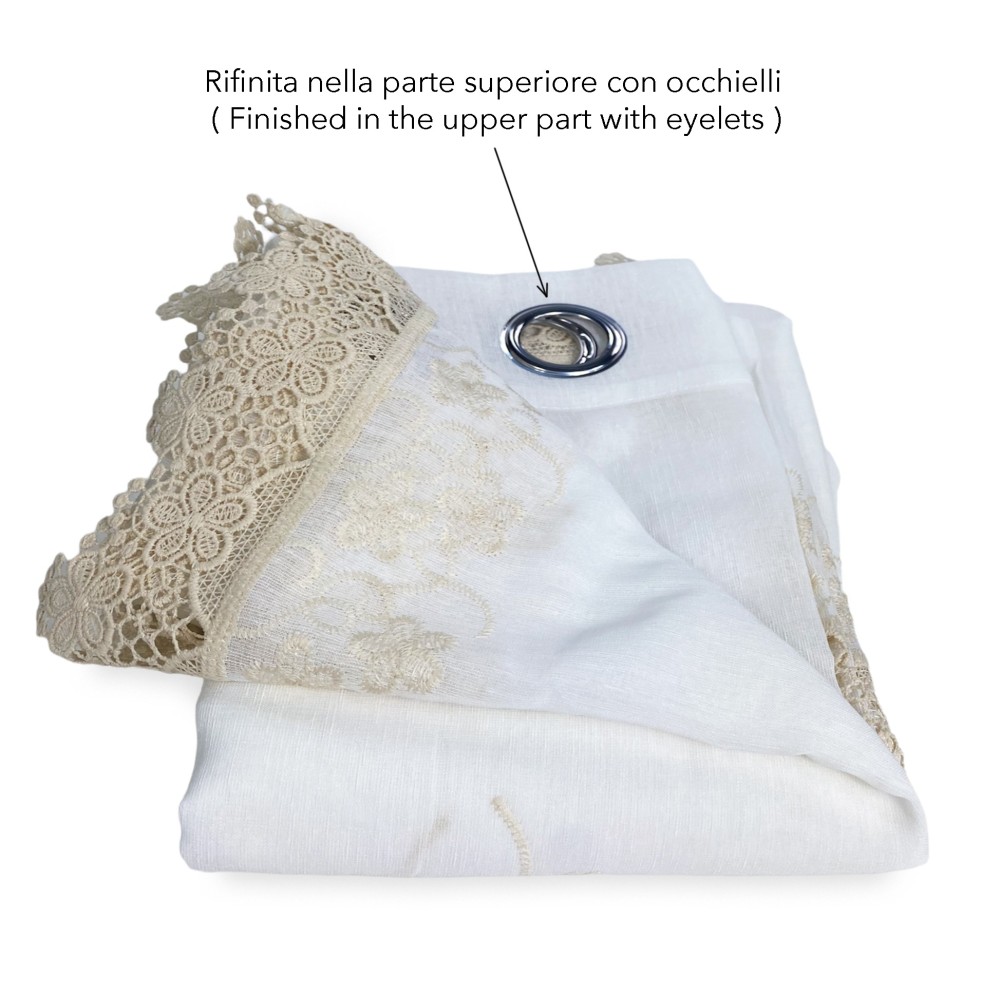 TENDA tendone PIZZO MACRAMÈ FIORE beige CM.140X280 confezionata