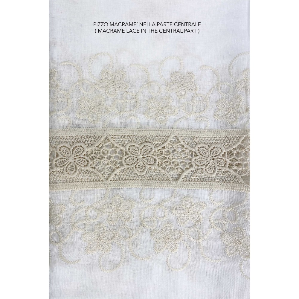 MARKZELT VORHANG MAKRAMEE BLUME SPITZE beige CM.140X280