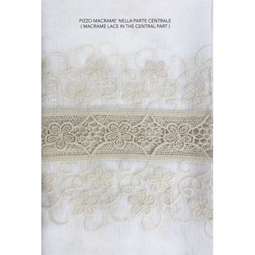 MARKZELT VORHANG MAKRAMEE BLUME SPITZE beige CM.140X280