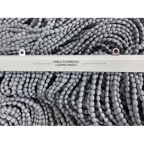 SOFT MARIEL © CURTAIN WITH BEADS in Soft Fabric Anti Noise Retardant Threads GREY