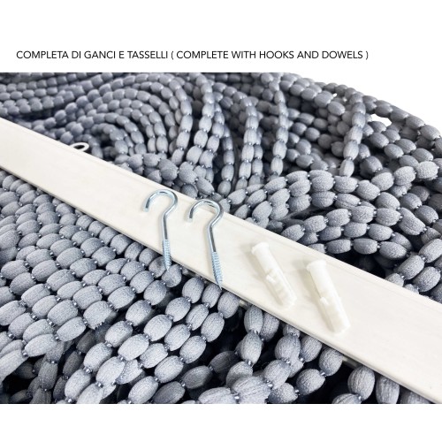 CORTINA MARIEL © SUAVE CON ABALORIOS en tejido suave Hilos anti ruido GRIS