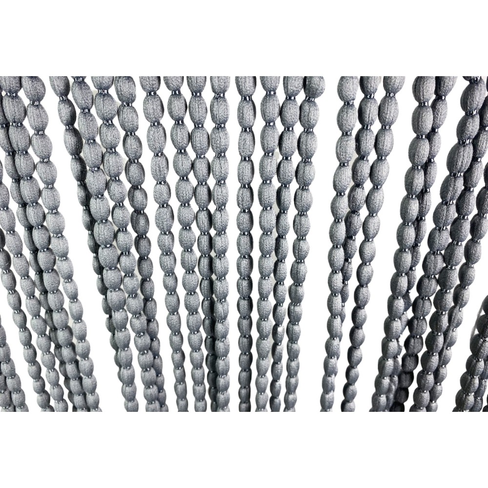 SOFT MARIEL © CURTAIN WITH BEADS in Soft Fabric Anti Noise Retardant Threads GREY