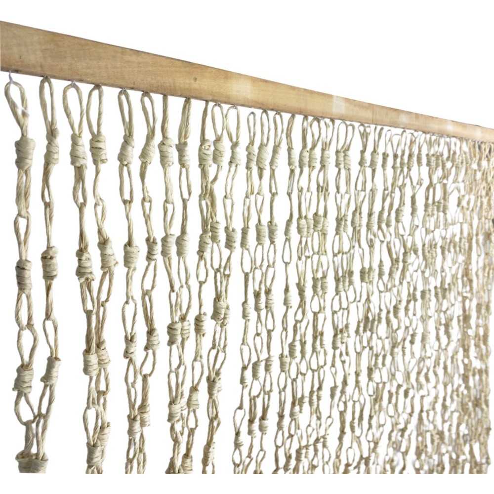 WOOD © CURTAIN with intertwined chains in Natural Fiber Anti insects noise BEIGE