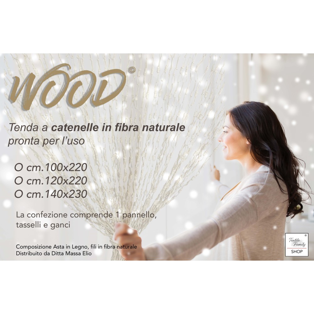 TENTE EN BOIS © avec chaînes tissées en fibre naturelle Anti-insectes anti-bruit BEIGE