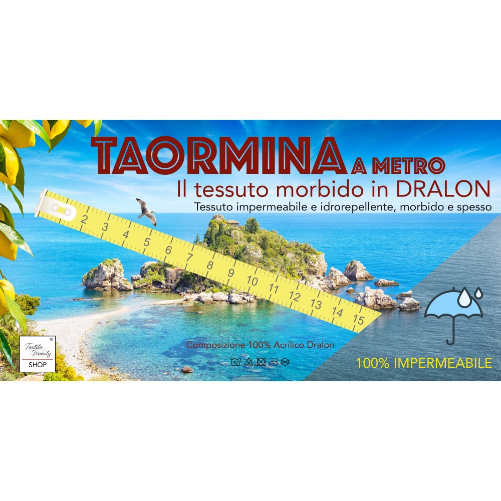 TAORMINA SUNSHADE FABRIC in DRALON for outdoor GARDEN balcony A METER waterproof and water repellent height cm. 160