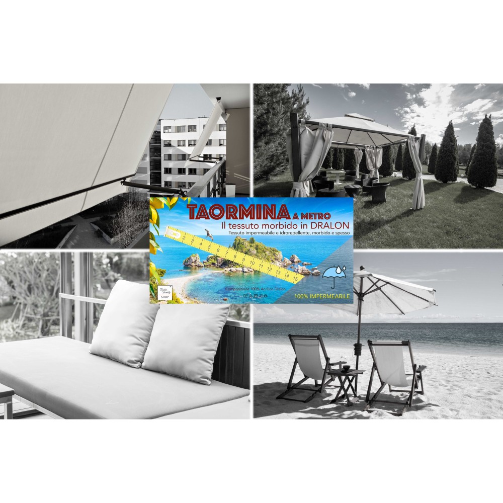 TELA DE SOMBRILLA TAORMINA en DRALON para balcón de JARDÍN exterior A METRO impermeable y repelente al agua altura cm. 160
