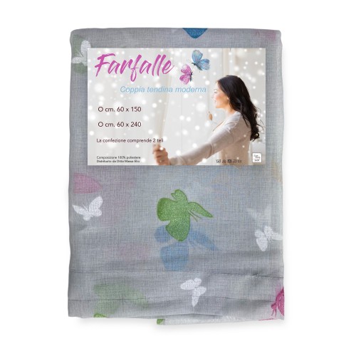 Par de vidrio CORTINA MARIPOSAS Gris cm. de ancho cm. 60 de la ventana y la puerta