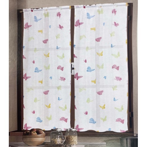 Pair of CURTAIN glass BUTTERFLIES Grey cm. wide cm. 60 from Window and Door