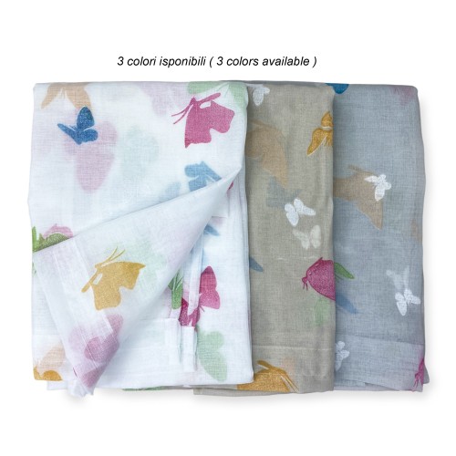 Pair of CURTAIN glass BUTTERFLIES Grey cm. wide cm. 60 from Window and Door