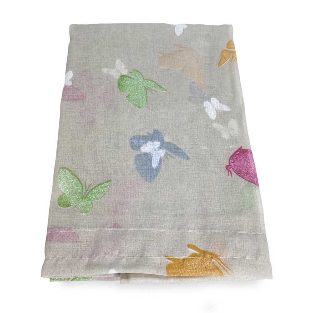 Paar VORHANGGLAS SCHMETTERLINGE Beige breit cm. 60 von Fenster und Tür