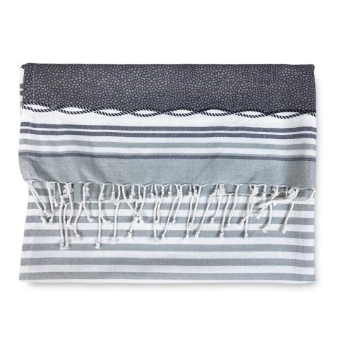STRANDTUCH fouta BOY GREY GRÖSSE LARGE mit Strandrucksack KEEP CALM CM.100X200
