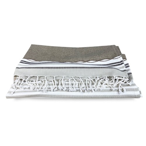 TOALLA DE PLAYA fouta BOY BEIGE talla GRANDE con Mochila de playa KEEP CALM CM.100X200