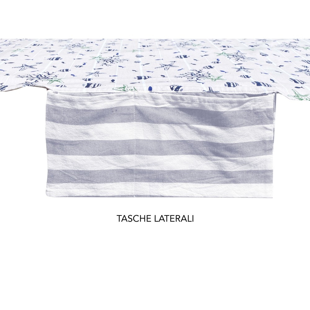 FOUTA BEACH TOWEL beige cotton fish bed BEDDY BEACH © WITH POCKETS size cm. 75 X 195 and BEACH backpack