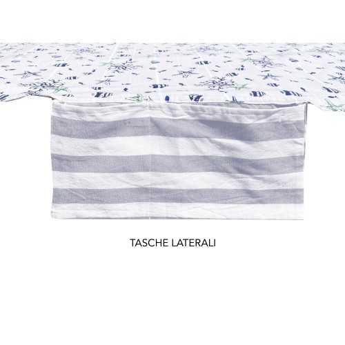 TELO MARE fouta LETTINO PESCI BEIGE in cotone BEDDY BEACH © CON TASCHE MISURA CM. 75 X 195 e zaino SPIAGGIA