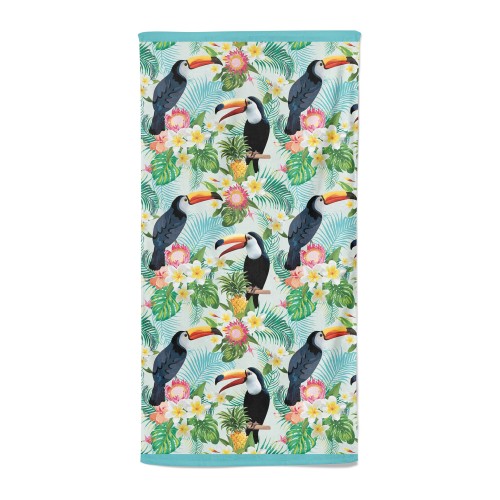 BEACH TOWEL in sponge TUCANI large size cm. 90 X 170