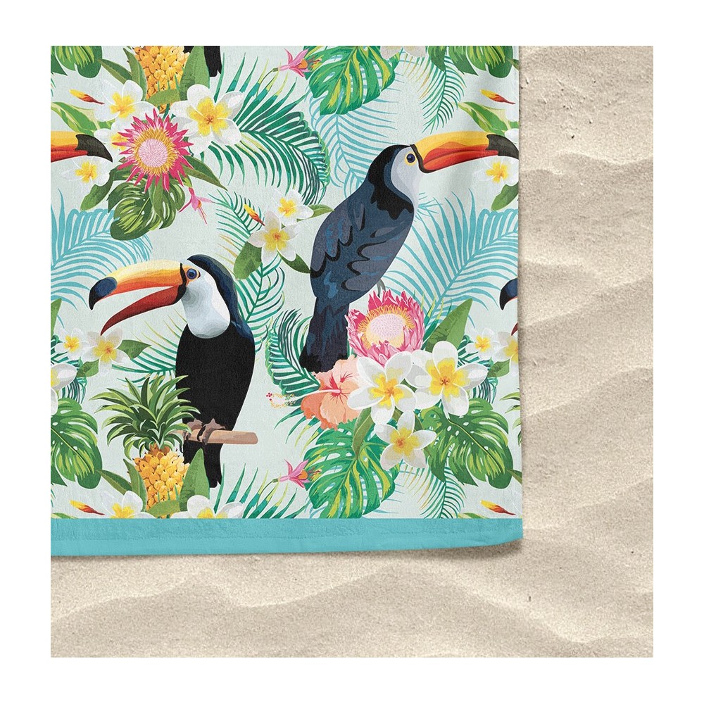 TOALLA DE PLAYA en esponja TUCANI tamaño grande cm. 90 x 170