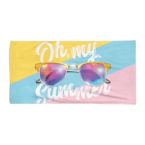 SERVIETTE DE PLAGE en éponge LUNETTES taille grand cm. 90 x 170