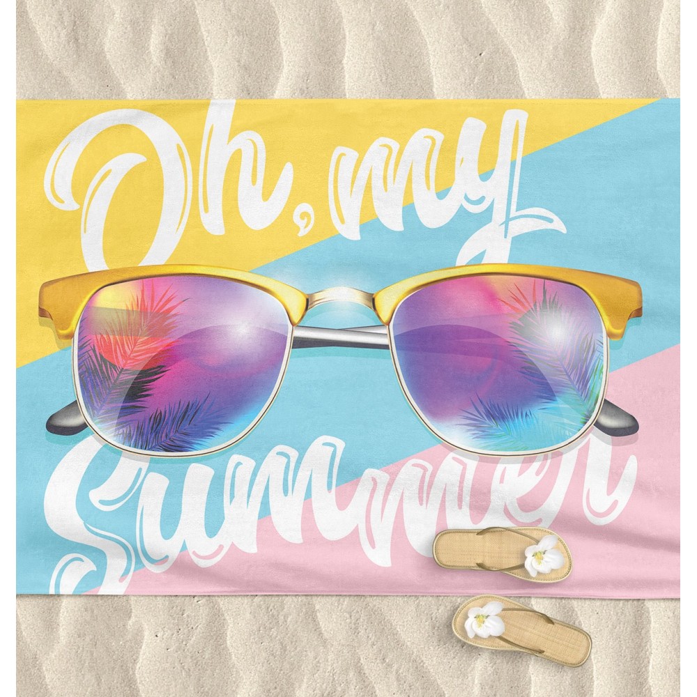 SERVIETTE DE PLAGE en éponge LUNETTES taille grand cm. 90 x 170