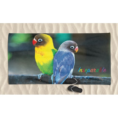 BEACH TOWEL in LOVEBIRDS size large cm. 90 X 170