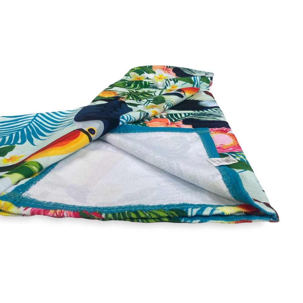 STRANDTUCH mit Schwamm TUCANI groß Größe cm. 90 X 170 CM