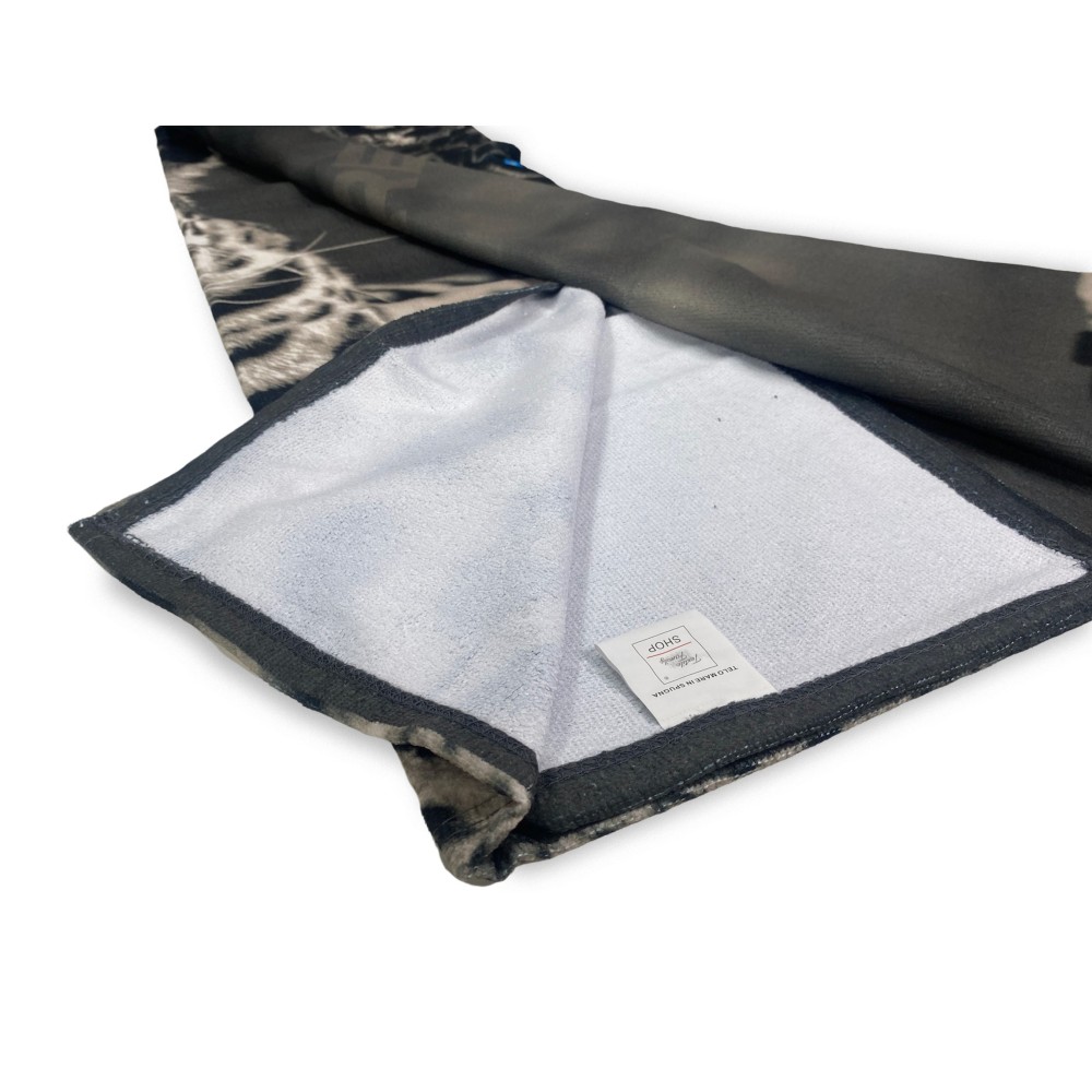 SERVIETTE DE PLAGE en éponge Léopard né pour ÊTRE LIBRE mesure un grand cm. 90 x 170