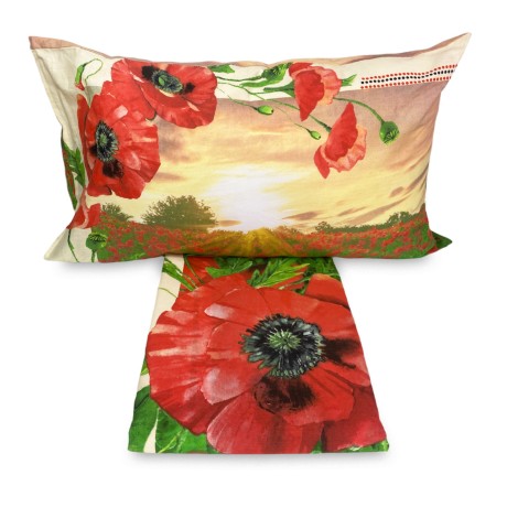 drap en pur coton avec coquelicots