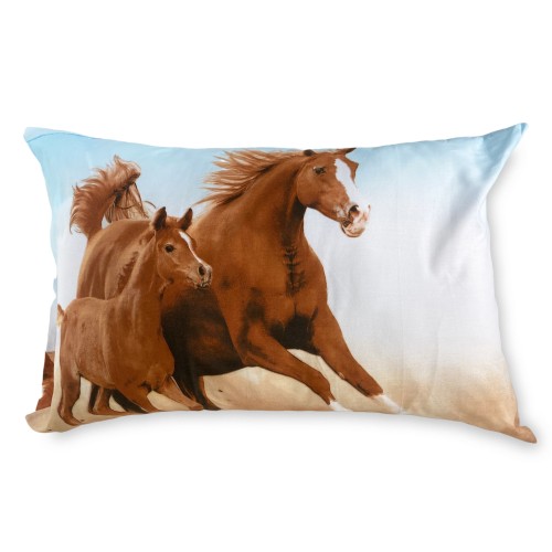 DIGITAL PRINTED BEDSPREAD SHEET SET RACING HORSES with KEEP DOUBLE 2 square bag