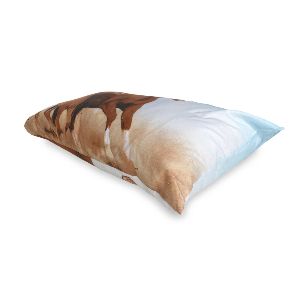 DIGITAL PRINTED BEDSPREAD SHEET SET RACING HORSES with KEEP DOUBLE 2 square bag