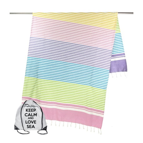 Serviette de plage fouta avec rayures colorées