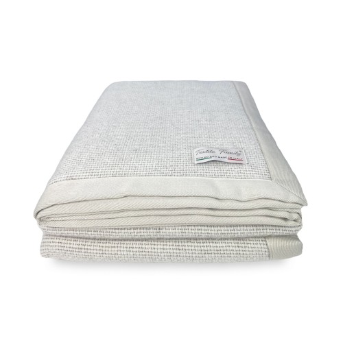 COUVERTURE D’ÉTÉ LÉGÈRE EN LAINE MÉRINOS FINE ET DOUBLE ALPAGA 2 CARRÉS