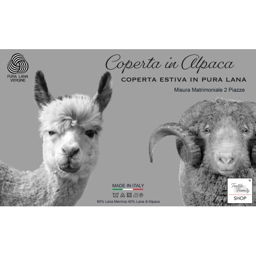 COPERTA Estiva LEGGERA IN LANA MERINO FINE E ALPACA matrimoniale 2 PIAZZE