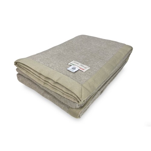 COPERTA leggera PRIMAVERILE NANTES estiva IN LANA MERINO FINE matrimoniale 2 PIAZZE tortora