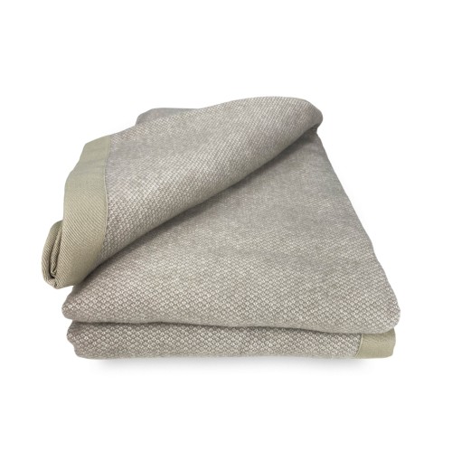LIGHT SPRING BLANKET NANTES SUMMER IN FINE MERINO WOOL double 2 SQUARES dove grey