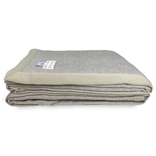 COPERTA leggera PRIMAVERILE NANTES estiva IN LANA MERINO FINE matrimoniale 2 PIAZZE tortora