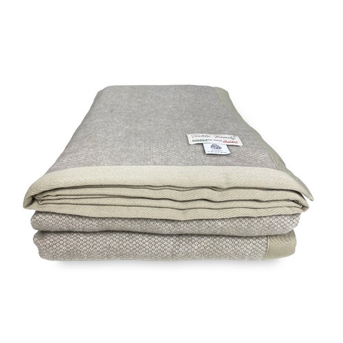 LIGHT SPRING BLANKET NANTES SUMMER IN FINE MERINO WOOL double 2 SQUARES dove grey