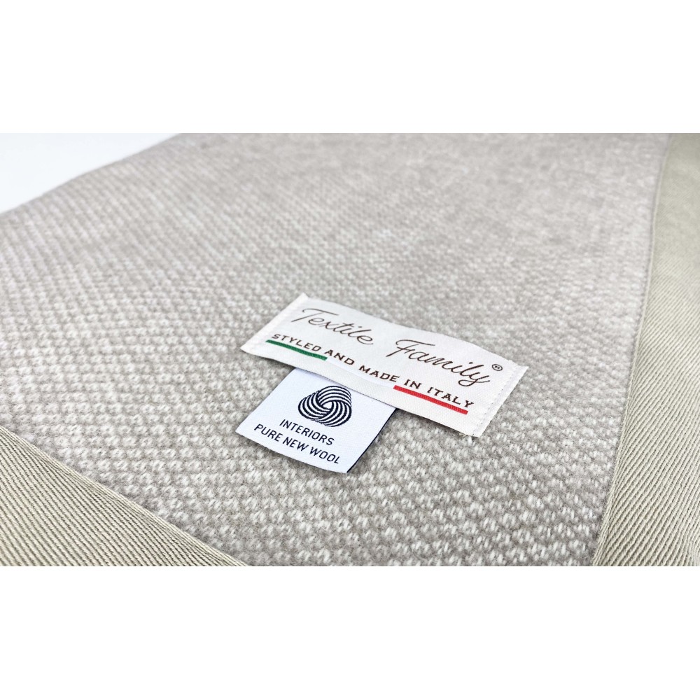 COPERTA leggera PRIMAVERILE NANTES estiva IN LANA MERINO FINE matrimoniale 2 PIAZZE tortora