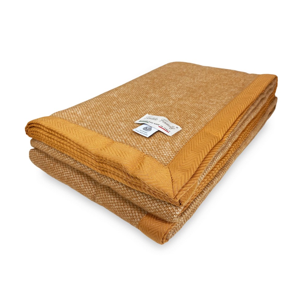 COPERTA leggera PRIMAVERILE NANTES estiva IN LANA MERINO FINE matrimoniale  2 PIAZZE beige