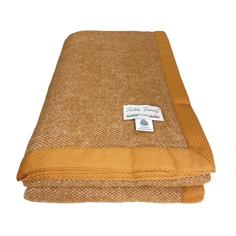 COPERTA leggera PRIMAVERILE NANTES estiva IN LANA MERINO FINE matrimoniale 2 PIAZZE beige