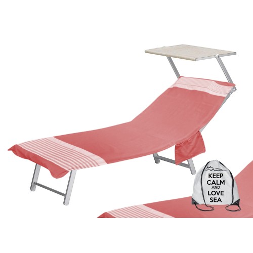 FOUTA STRANDTUCH ROT ALVIN KINDERBETT aus Baumwolle BEDDY BEACH © MIT TASCHEN GRÖSSE CM. 75 X 195 und BEACH Rucksack